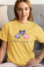 Women-T-Shirt-Blessed-Mom-Yellow Blessed Mom – Women’s Mother’s Day T-Shirt