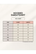 Hoodie size chart