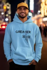 Greater Is He | Men’s Christian Bible Verse Hoodie