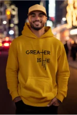 Greater Is He | Men’s Christian Bible Verse Hoodie