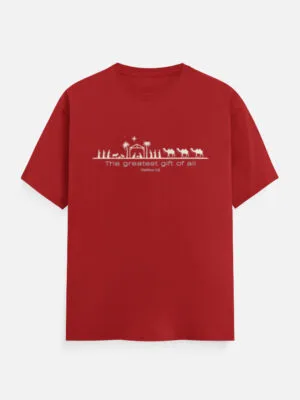 The Greatest Gift of All- Men’s Christian Christmas T-Shirt – Dark